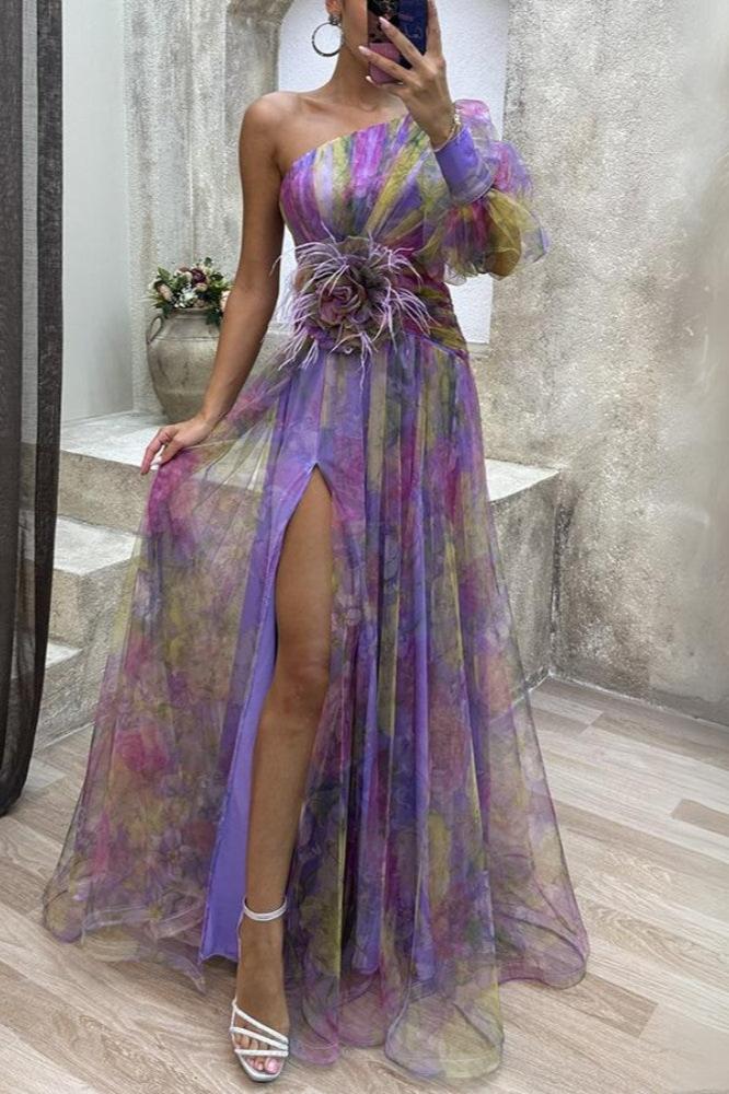 Kayla - Asymmetrical Floral Maxi Dress
