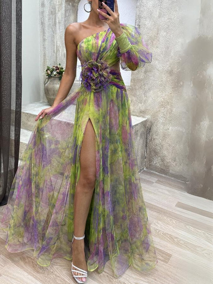 Kayla - Asymmetrical Floral Maxi Dress