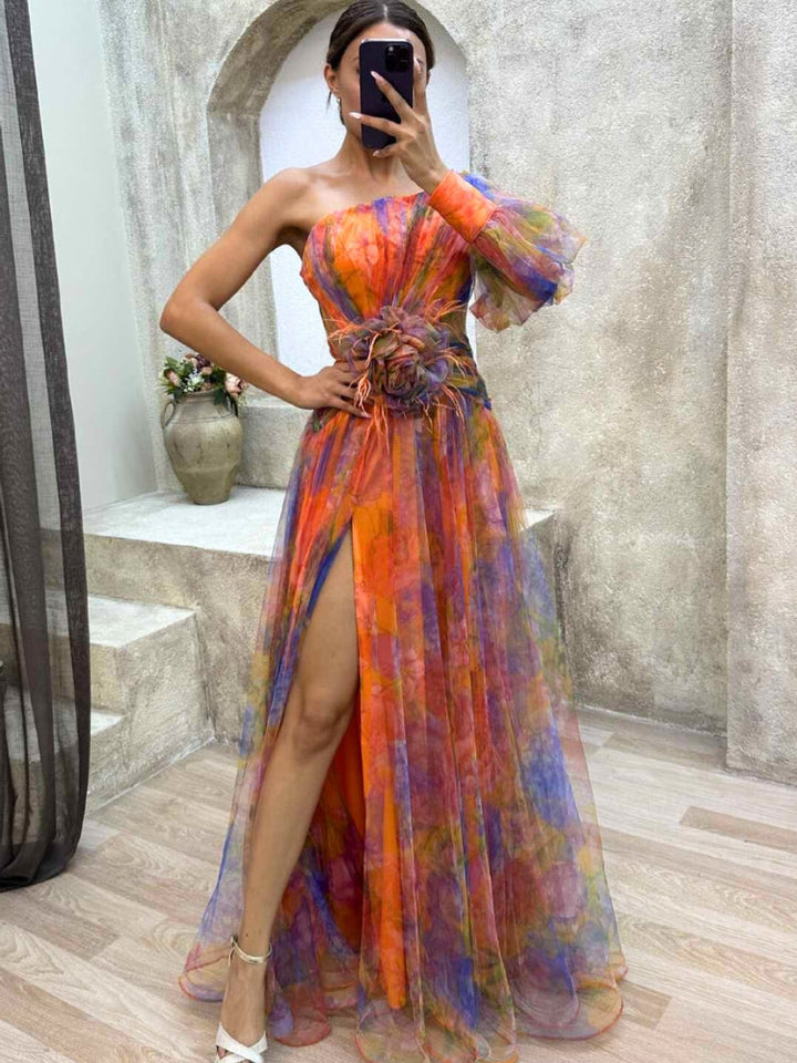 Kayla - Asymmetrical Floral Maxi Dress
