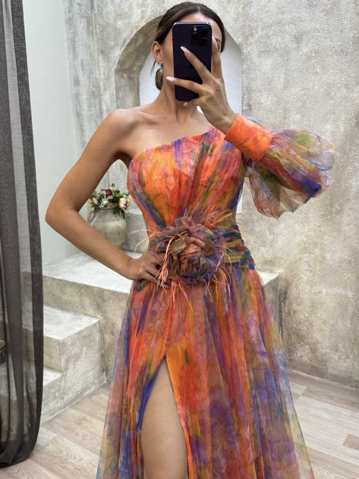 Kayla - Asymmetrical Floral Maxi Dress
