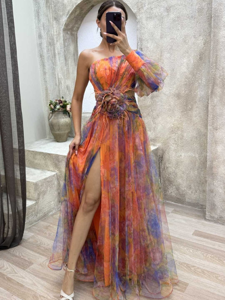 Kayla - Asymmetrical Floral Maxi Dress