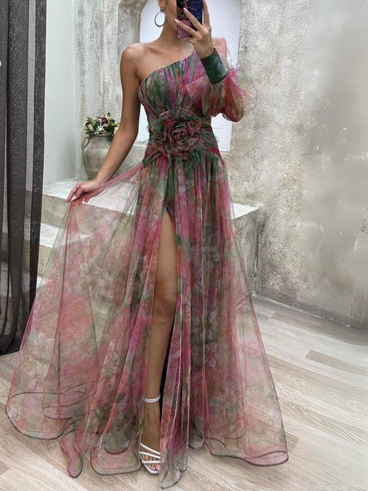 Kayla - Asymmetrical Floral Maxi Dress