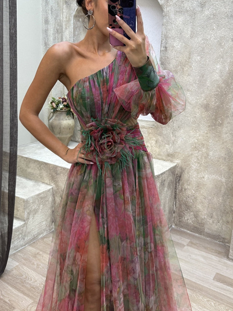 Kayla - Asymmetrical Floral Maxi Dress