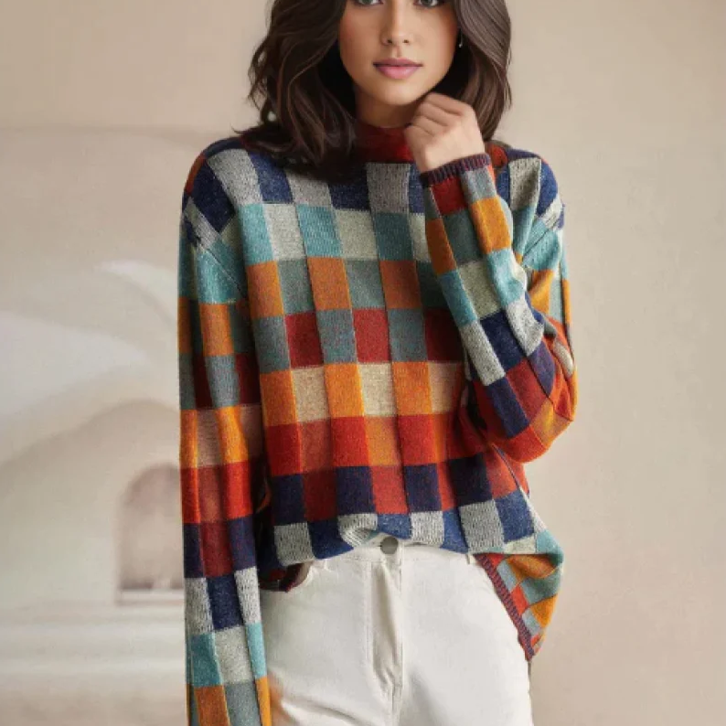 Celine | Cashmere Patchwork Turtleneck Sweater