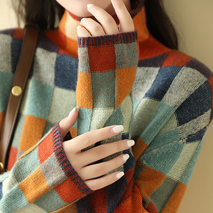 Celine | Cashmere Patchwork Turtleneck Sweater