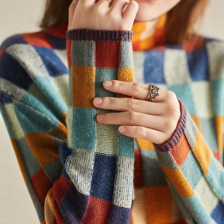 Celine | Cashmere Patchwork Turtleneck Sweater